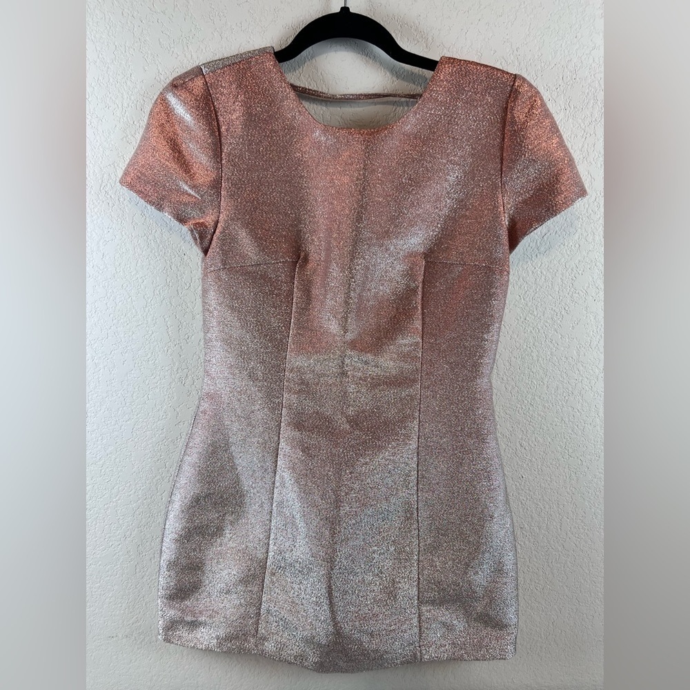 NWT: Express Sparkly Metallic Rose Gold Dress - Picture 3 of 12